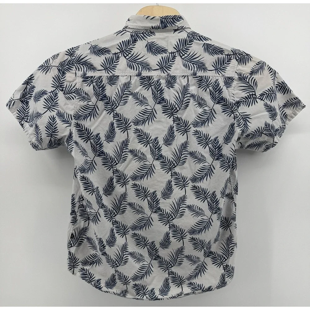 Indigo Star Hawaiian Shirt Men's Size L Cotton Relaxed Fit Floral Tropical Aloha